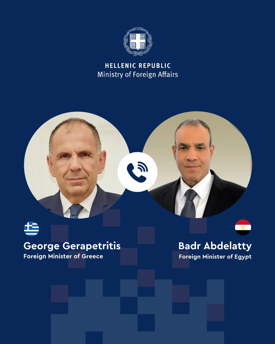 LibyaReview's tweet photo. #BREAKING 

Greek Foreign Minister George Gerapetritis holds phone talks with his Egyptian counterpart, Badr Abdelatty, over developments concerning the Libya-Turkey maritime agreement and its implications for security and stability in the Eastern Mediterranean. https://t.co/LMklszt9Ku