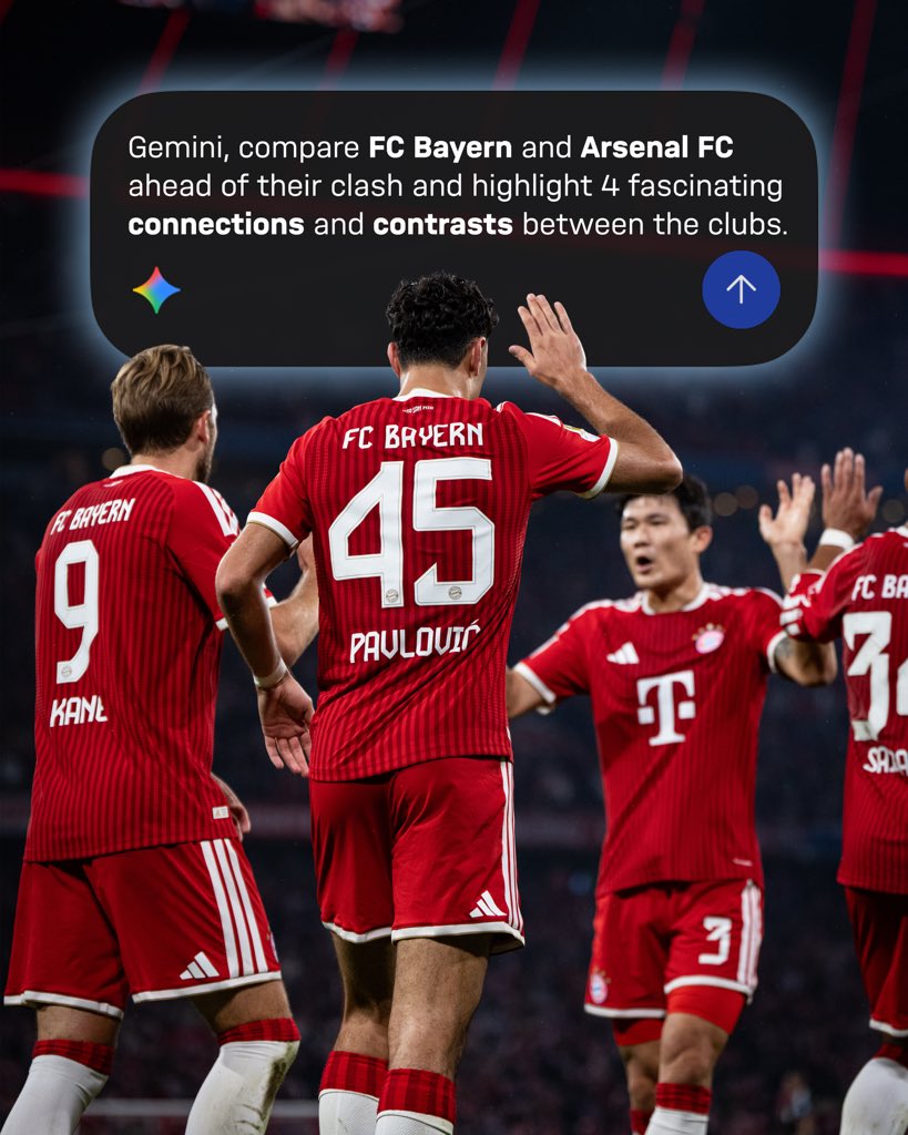 FCBayernEN's tweet photo. Bayern vs. Arsenal, according to Gemini. 👀 https://t.co/FbtScpHjTk