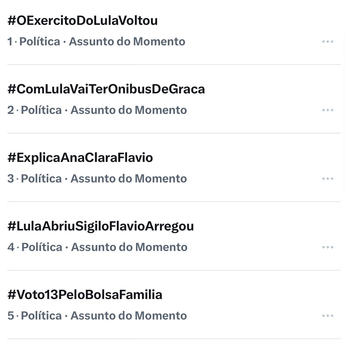 futriqueiras's tweet photo. 🚨AGORA: Por mais um dia, campanha de Lula na internet consegue colocar, simultaneamente, mais de 10 temas entre os assuntos mais comentados da rede X. https://t.co/5fcHi76J52