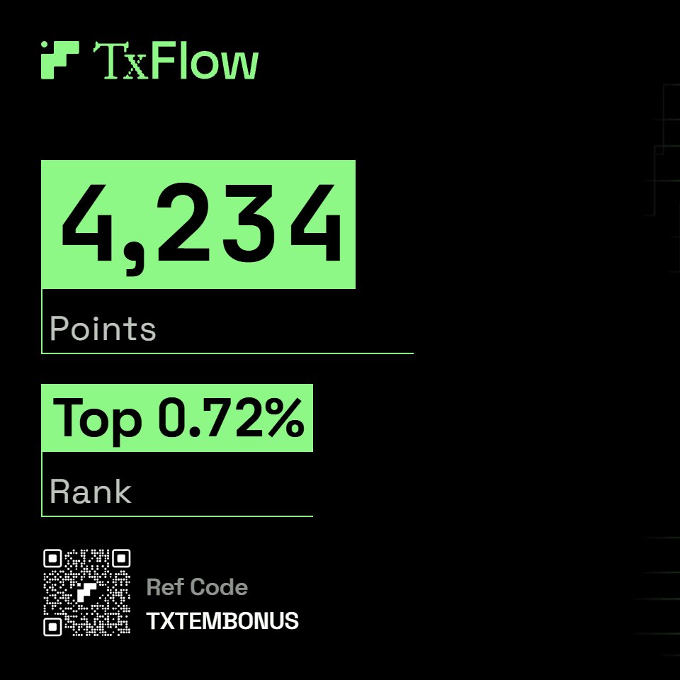 criptotemplo's tweet photo. ¡PRIMEROS PUNTOS DE TXFLOW! UNA AUTÉNTICA BARBARIDAD 🔥

Acaban de repartir los puntos de la primera semana de la Season 1 de TxFlow y he recibido un total de 4.234 PUNTOS.

Y ahora imaginad que cada punto termina valiendo entre 2$ y 2,5$, teniendo en cuenta un posible TGE dentro de aproximadamente un año.

Estaríamos hablando de entre 8.468$ y 10.585$ DE AIRDROP EN UNA SOLA SEMANA.

¡UNA AUTÉNTICA LOCURA!

Recordad que todavía quedan por repartir los puntos de la TEMPORADA OCULTA, donde estuvimos durante meses generando muchísimo volumen.

Personalmente, tengo unas expectativas MUY ALTAS con esa distribución, porque le dimos una caña impresionante cuando apenas había usuarios en la plataforma.

¡PODRÍA SER UNA AUTÉNTICA SALVAJADA!

Y antes de nada, quiero daros la ENHORABUENA A TODOS LOS QUE HABÉIS CONSEGUIDO PUNTOS.

Llevamos meses hablando de TxFlow y muchos habéis confiado en el proyecto desde sus primeras fases.

Ahora empezamos a ver los primeros resultados. 🔥

🚀 ¿Y AHORA QUÉ HACEMOS?

Mi recomendación es clara: SEGUIR DÁNDOLE MUCHA CAÑA DURANTE LAS PRÓXIMAS SEMANAS.

Estamos todavía al principio de la Season 1 y creo que tenemos una oportunidad MUY interesante antes de que empiecen a llegar usuarios de otros Perp DEX.

Especialmente de proyectos como Variational, donde muchos traders podrían recibir airdrops importantes y utilizar parte de ese capital para farmear nuevas plataformas.

Y cuando eso ocurra, CONSEGUIR PUNTOS SERÁ CADA VEZ MÁS COMPLICADO.

Por eso quiero aprovechar estas primeras semanas para seguir acumulando y mantener una buena posición.

EL TRABAJO SE HACE ANTES DE QUE LLEGUE TODO EL MUNDO.

Y ahora solo falta conocer los puntos de la temporada oculta y empezar a hacer números sobre su posible valoración.

¡ENHORABUENA A TODOS, SE VIENEN SEMANAS MUY INTERESANTES! 🔥

Mis dos centavos. 🪙