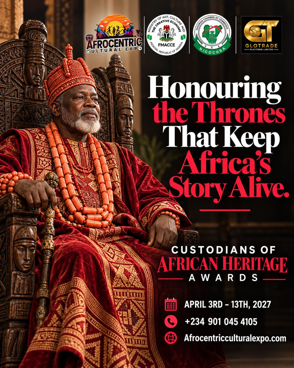 AfrocentricExpo's tweet photo. The Custodians of African Heritage Awards at the #Afrocentric #Cultural #Expo 2027 celebrate the kings, queens and traditional leaders who protect Africa’s customs, history and identity for the next generation.

📍 Abuja Nigeria

 https://t.co/LXJ0yAsHdp

#AfricanHeritage https://t.co/6ugCarN56G