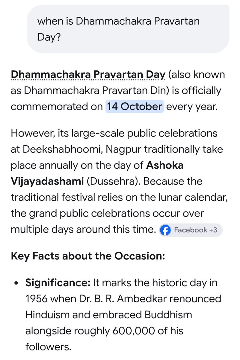 FactswithDinesh's tweet photo. So the date was 14th October but choose to celebrate on Dussehra deliberately.

Renouncing Hinduism on festival.

Sahi narrative hai. https://t.co/DztJFezOf6