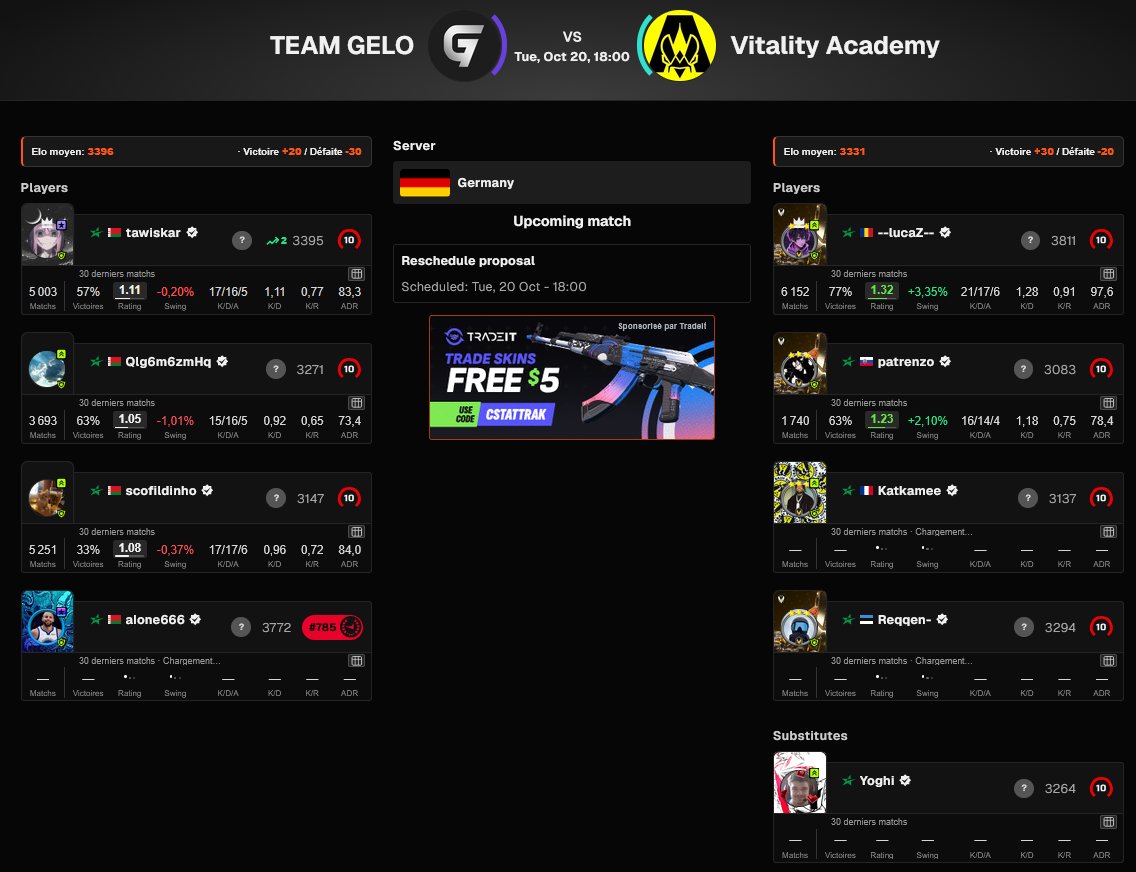 JawedCS's tweet photo. Rdv à 18h00 pour @TeamVitalityCS Academy vs Team GELO

BO1 - ESEA Advanced

Twitch / JawedCS https://t.co/zltsUL54jj
