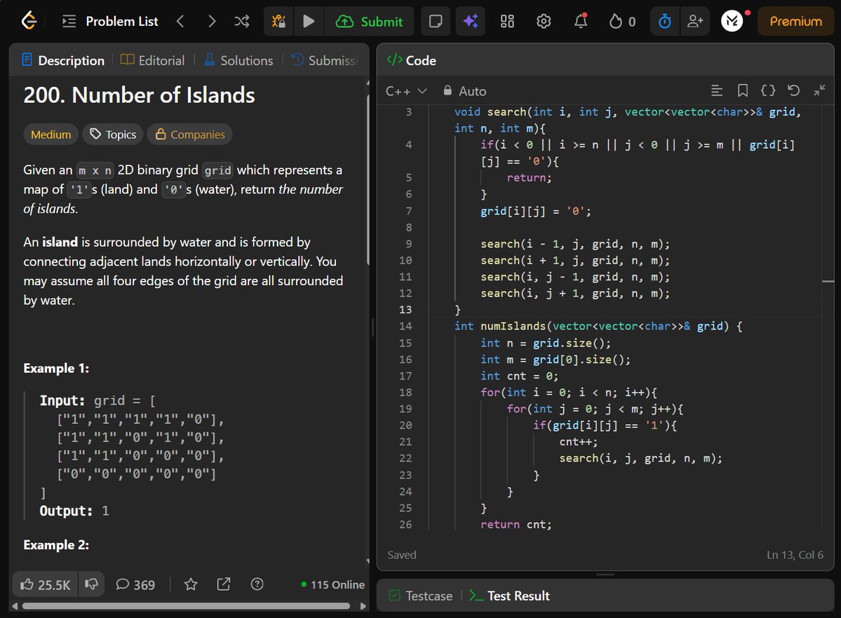 Muskanm_1227's tweet photo. Day 162/200 #200DaysOfCode | Matrix DFS Practice ⚡

1. Number of Islands: O(M * N) TC | O(M * N) SC
2. Max Area of Island: O(M * N) TC | O(M * N) SC
3. Revised 2-3 previous DSA questions.

Breakdown below 👇

#DSA #LeetCode #Cpp #Coding #Grid #2DArrays #Matrix https://t.co/7ISUwGKCvS