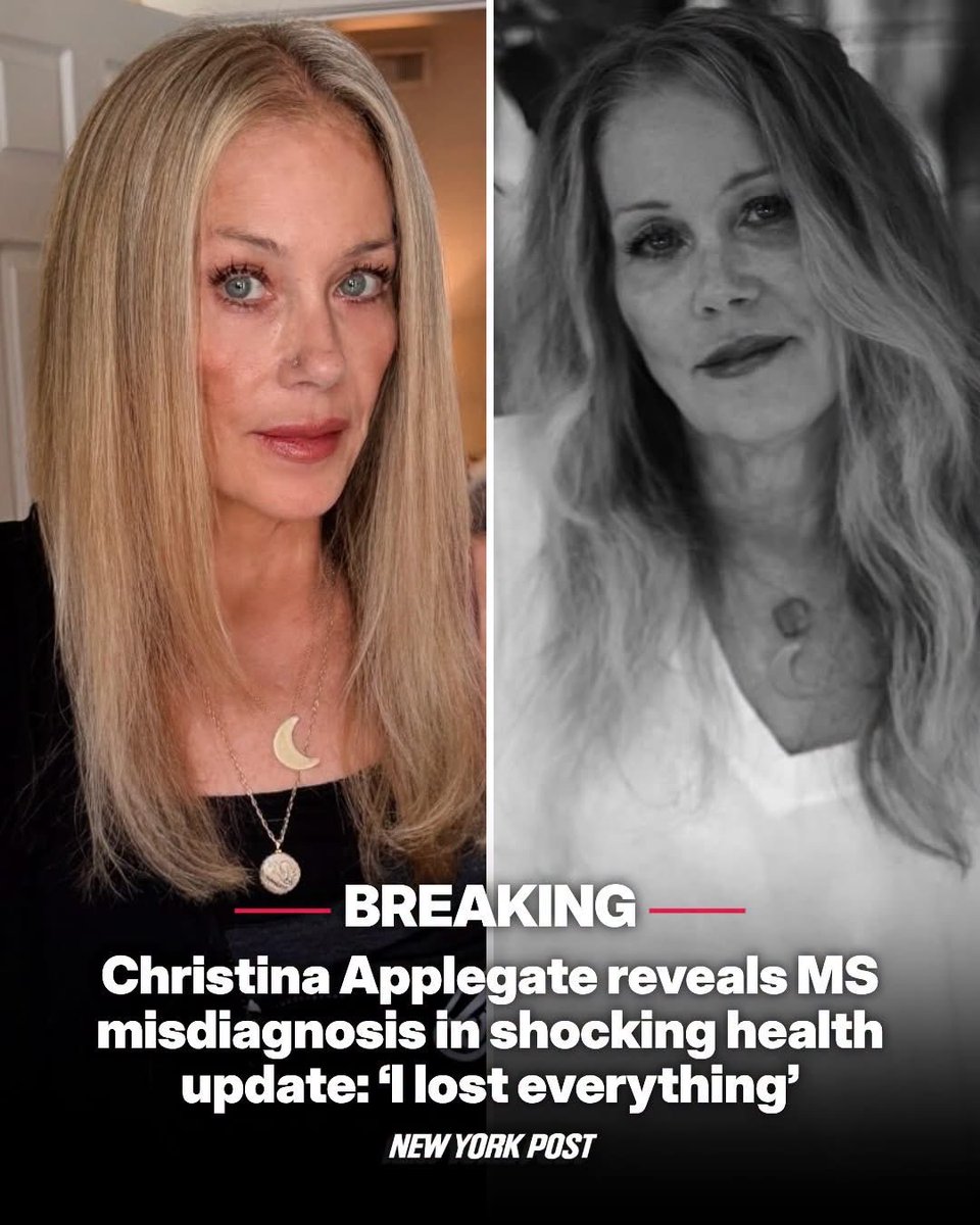 danaparish's tweet photo. Ok. This is a wild story. Christina Applegate says she just learned she was *misdiagnosed* with MS and is now told by her docs she doesn’t and never did have it. Doctors don’t know what brought on her symptoms in 2021 and she continues to deteriorate.

Based on the timing of her health spiral (again 2021), avail info that I have seen on her case, and published Covid and Covid vaccine data, I have to think she was set off by one/both of them which activated latent stealth pathogens like bartonella / lyme/ EBV/ poss unearthed toxic mold intolerance. This is not uncommon. Everything has a cause. 

I have witnessed a significant number of previously healthy people go down fast from COVID / COVID vax, esp with neurological symptoms. In spite of these harms being published, the public and even the medical community seems largely unaware of the breadth of evidence of potential multi-systemic damages. I did reach out to Christina several years ago & rec’d she look for TBDs and she thanked me but I have no idea if she followed through. I hope she will now. 

What are your thoughts?