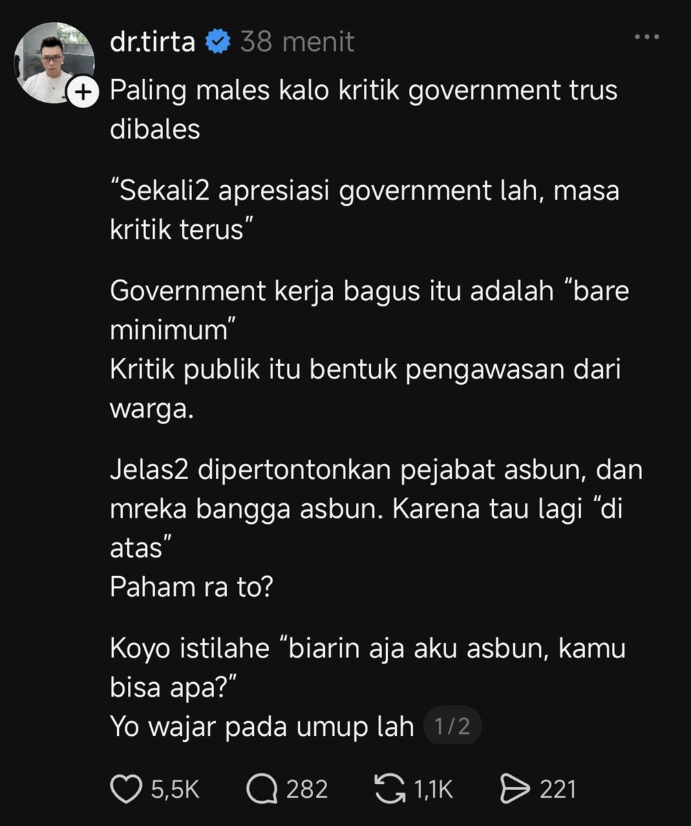 reylevant's tweet photo. Setuju sama dr.tirta
ITS A BARE MINIMUM 🙌 https://t.co/qO8Nic3axi