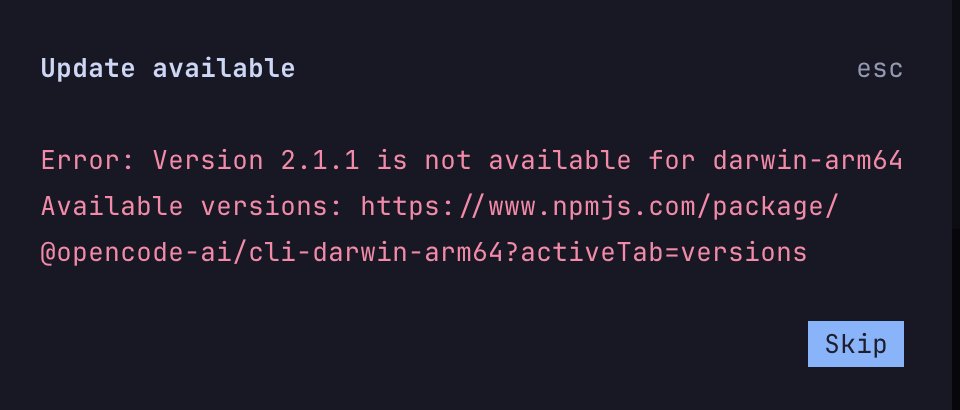 qadriathar's tweet photo. @thdxr why show an update notification when its not  supported! https://t.co/vljhTDdBj3