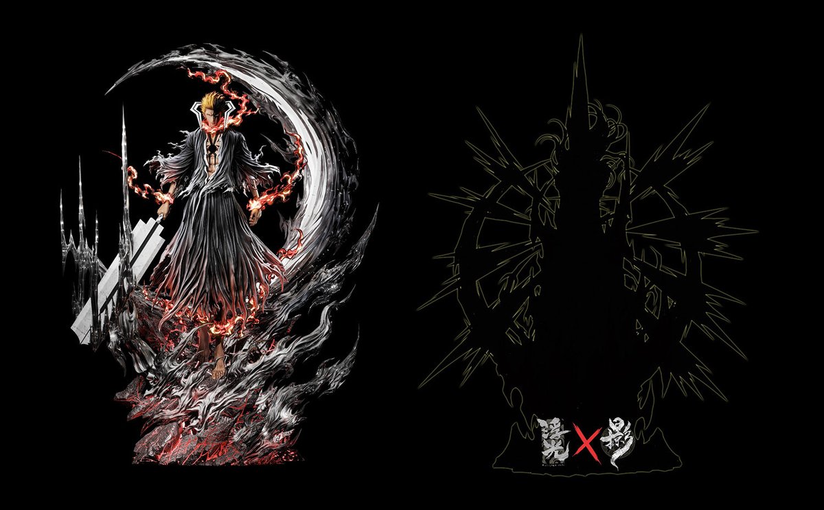 hamajippa's tweet photo. Lueying Studio Kurosaki Ichigo 1/6

新品开定！“DEFEND YOU”
浮光X掠影 锁血001 
尺寸：高50cm宽37深25cm
配置：带灯 很帅
比例：1/6
先行优惠价格：2388 定金：1000
正式开定价格：2588定金：1200
每体将会随货附赠闪光典藏卡
出货时间：27第一季度（随年假正常顺延）
⚠️身上红色特效采用自带发光涂装 参考刚出货的黑毛
⚠️灯效部分为为地台 特效 月亮 参考往期作品 首款作品 品质说话
下期预告：白衣少女 下周见