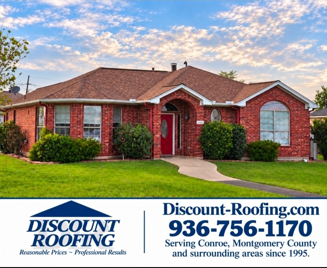 DiscountRoofing's tweet photo. Just completed in Willis, TX! 🏡 CertainTeed Landmark Class 3 impact-resistant shingles in Resawn Shake, hand nailed with care.

Serving the Conroe area since 1995.

📞 936-756-1170
https://t.co/5ts10yyyGQ

#WillisTX #DiscountRoofing https://t.co/WiVwjcEpHl