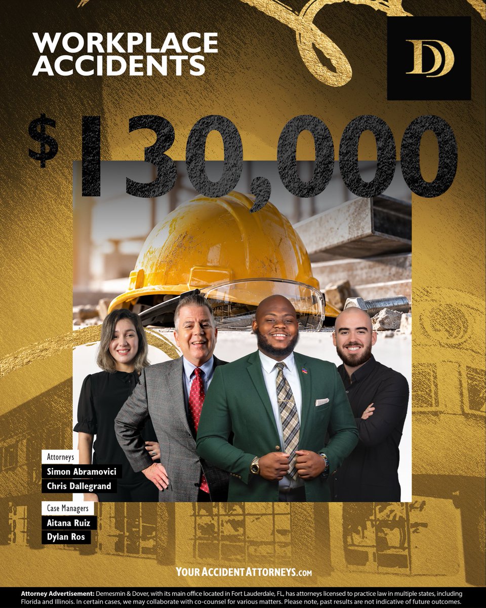 demesmin_dover's tweet photo. $130,000 secured for our client 💼⚖️
If you’ve been injured on the job, you don’t have to navigate the workers’ comp process alone.
📲 866-954-MORE (6673)
FREE consultations 24/7
📍 Florida | 📍 Illinois
#WorkersCompensation #WorkersCompAttorney #WorkInjury #WorkplaceInjury https://t.co/QISB2m4MgH