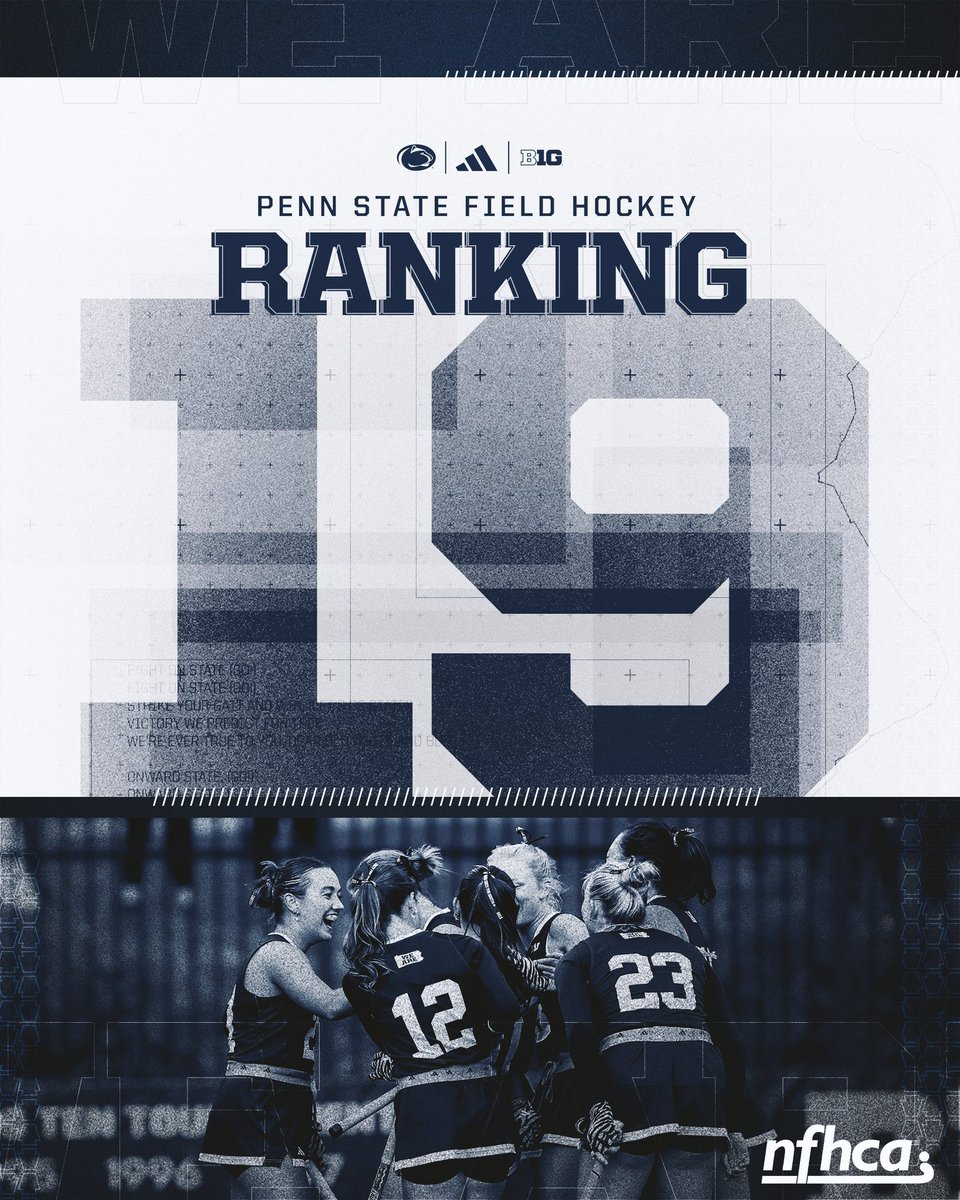 basicblues's tweet photo. Penn State Field hockey is ranked for the first time this season! The Nittany Lions are currently on a 7️⃣ game win streak and will next travel for a pair of ranked road matchups against No. 13 Indiana and No. 6 Iowa this weekend #WeAre https://t.co/rxn8yTWzdX