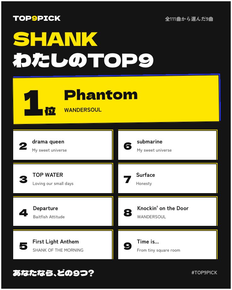 Knockin_on_095's tweet photo. わたしのSHANK TOP9
https://t.co/iemh1xfeIr
#TOP9PICK #SHANK
via X @top9pick_ / Instagram・Threads @top9pick
基本イントロ脳汁 https://t.co/Ay4M9CLamU