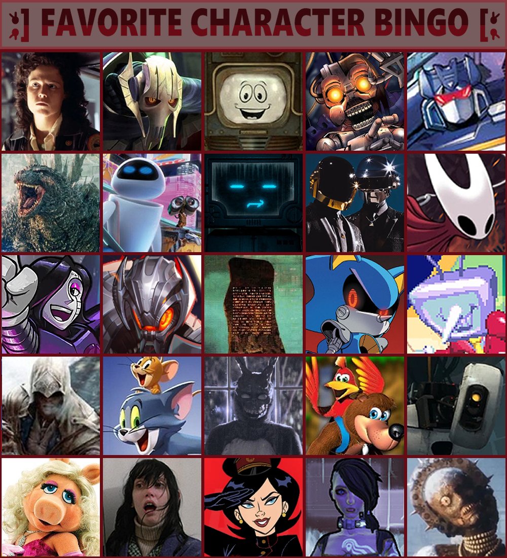 StaticBotAC's tweet photo. I need something new and silly to post and I recently updated my character bingo so here we are lolz

Pretty sure this is going to be the final version of my bingo for a long time I love all of these characters to an excruciating degree :] https://t.co/oVmRDPd3Cr