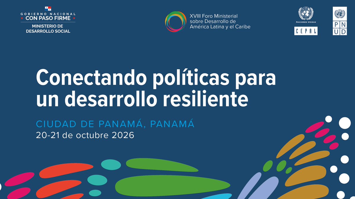 MichMuschett's tweet photo. En breve- iniciamos en Panamá el XVIII #ForoMinisterial2026, organizado por @PNUDLAC - @cepal_onu bajo el liderazgo del @midespanama.

Conectar políticas para proteger vidas, medios de vida y avances en desarrollo ante un contexto de incertidumbre y crisis recurrentes es una responsabilidad compartida urgente. 

Acompáñennos: https://t.co/PHb8tXeaCt
