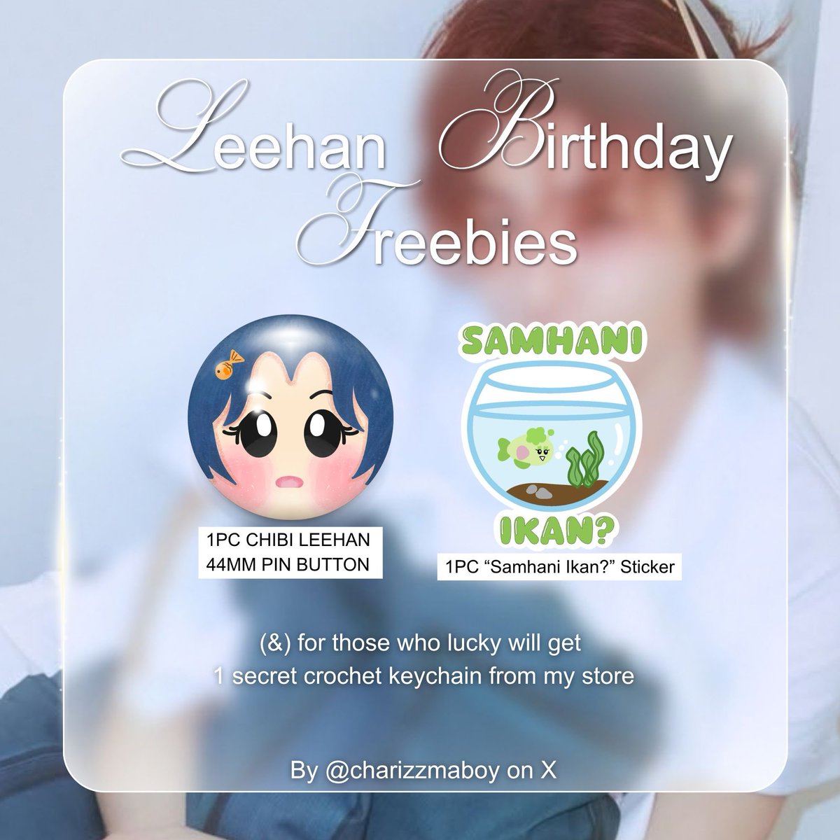 shinyuified's tweet photo. LEEHAN BIRTHDAY FREEBIES by @charizzmaboy

claim on 10.25 8PM/20.00 WIB, how to claim?
• rt &amp; like this post
• strictly for onedoor ^___^
• 1 kit for 1 person &amp; no rf
• put your @ x on notes co
• tag @charizzmaboy if you get it!

link: (https://t.co/7uqofiF1oc) https://t.co/Szh5cHuYQP