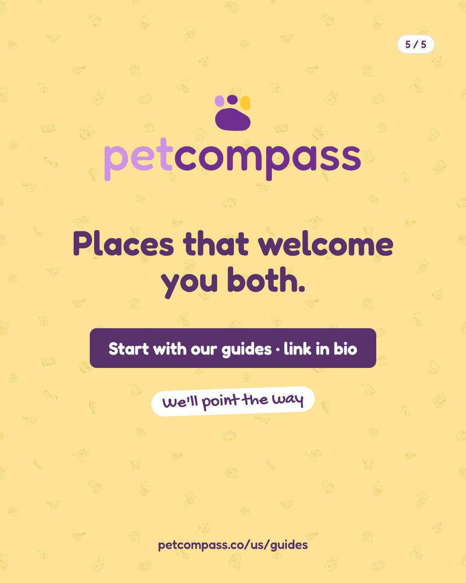 GetPetCompass's tweet photo. Hello, pet parents πΎ "Pet-friendly" should mean you're both truly welcome. PetCompass is an AI-powered directory of pet-friendly hotels, apartments, and destinations. Start with our guides: https://t.co/r5GDzNq6ht #PetCompass #PetFriendly https://t.co/C5X22RJlaK