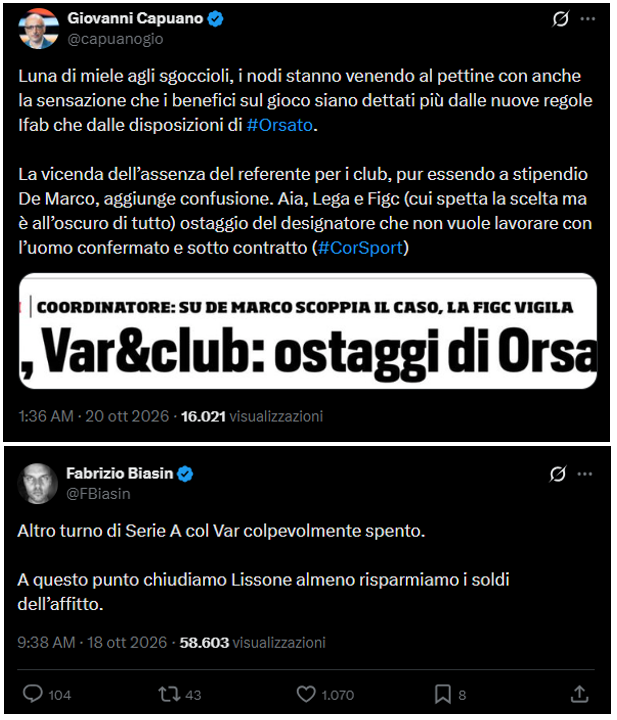 Fabio_Wallys's tweet photo. Che squadra tifano Biasin e Capuano che attaccano continuamente Orsato? https://t.co/7Xc3BHCPlj