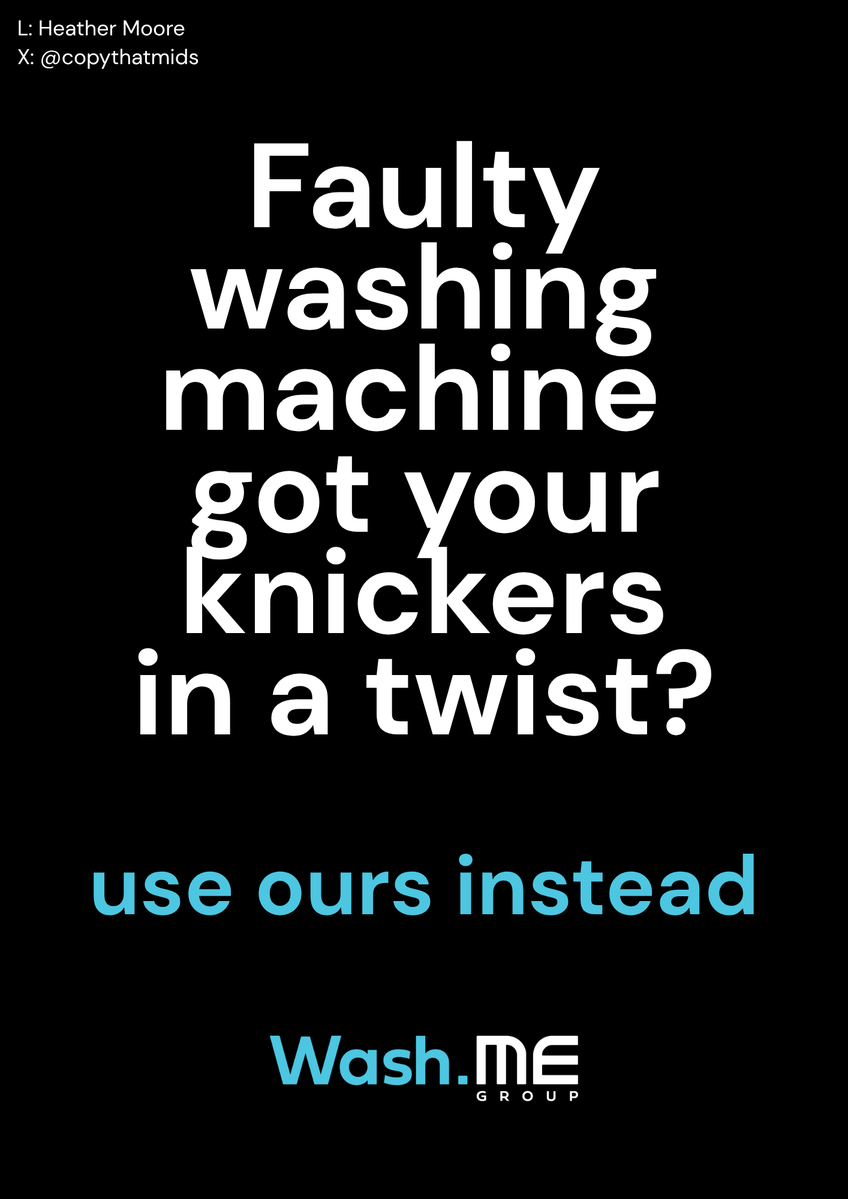 copythatmids's tweet photo. One Minute Brief of the Day - 20/10/26
Create posters to advertise #Launderettes @oneminutebriefs https://t.co/snoomAVPy6