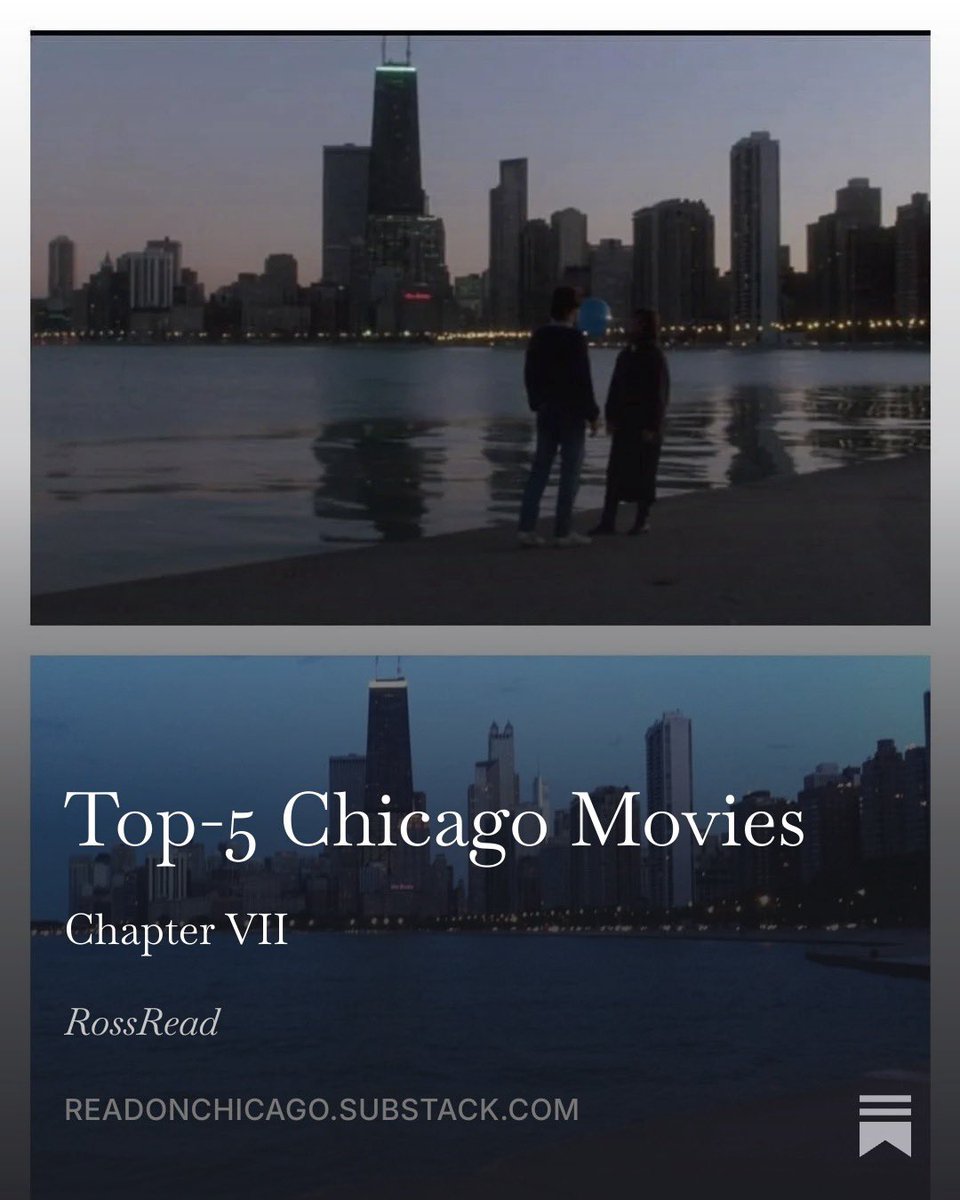 RossRead's tweet photo. This week’s newsletter is up. The Hallmark Channel dropped a Chicago/Bears themed holiday movie I will never watch. Instead, I wrote about five better Chicago  movies. https://t.co/glAAN4vUrf https://t.co/Iu0wIck06Y