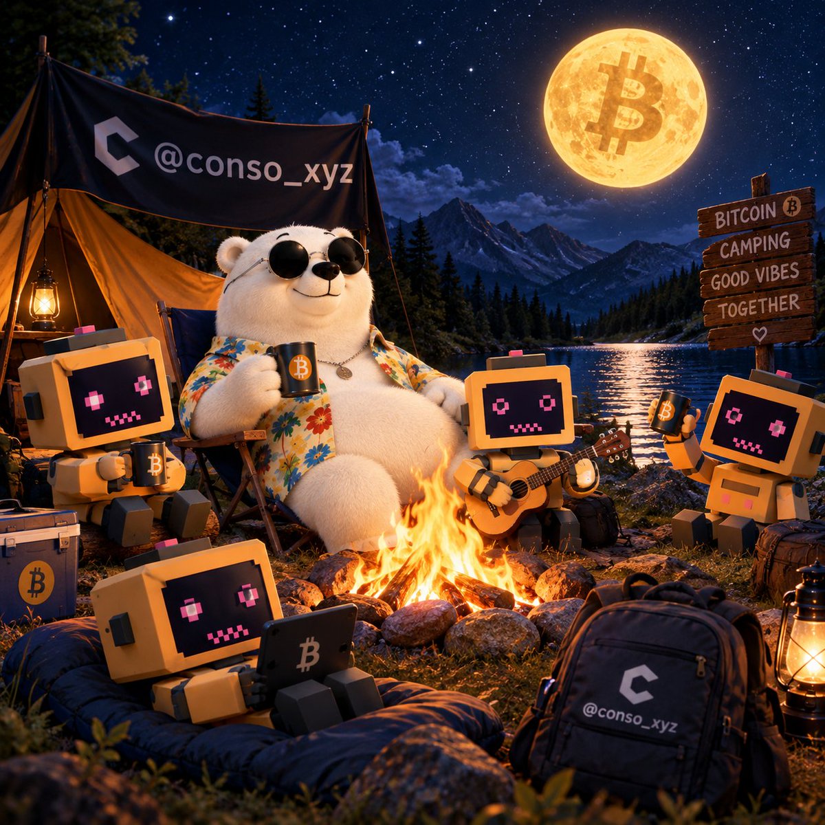 monodeveloperr's tweet photo. Camping with the @conso_xyz crew 🐻🤖🔥
Good vibes, cool robots, and one big dream like 🌕₿
See you all on the moon! 🚀
#CONSO

ممنون میشم این پست منم حمایت کنین رفقا https://t.co/x4KmokXHgP