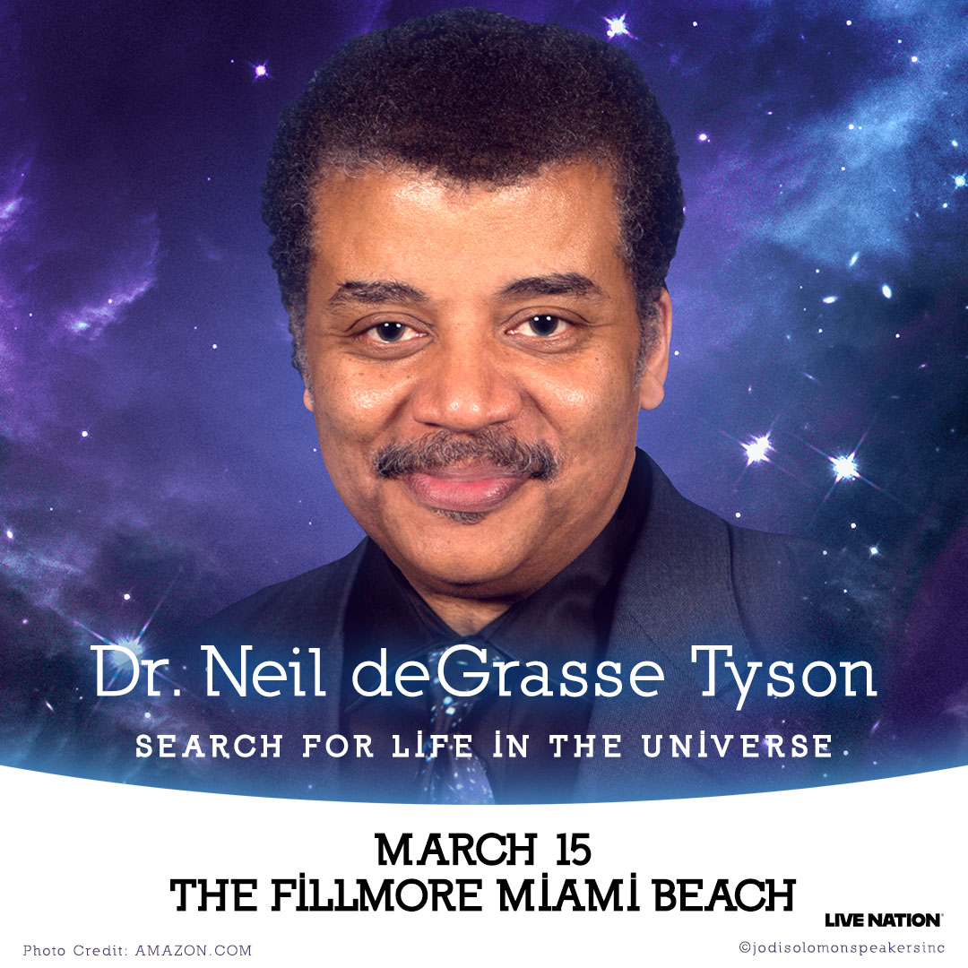 FillmoreMB's tweet photo. 🔭 JUST ANNOUNCED!🔭  Dr. Neil deGrasse Tyson - SEARCH FOR LIFE IN THE UNIVERSE Tour is coming to #TheFillmoreMB on March 15!

➡️ Tickets on sale 10/23 at 10am: https://t.co/DeKY8QJwUx https://t.co/IBwIB7G1MJ