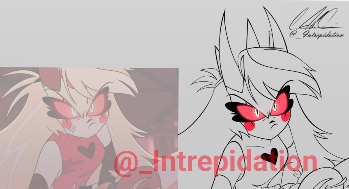 _Intrepidation's tweet photo. Next redraw for my #CharlieMorningstar piece that I'm giving to Erika is demon #Charlie ! She's so fierce and determined 👿. 2-3 more of these and then I can start composing the full image. Phew! 😮‍💨

#HazbinHotel #Charlie #HazbinHotelFanarts https://t.co/2r6X01G7l3