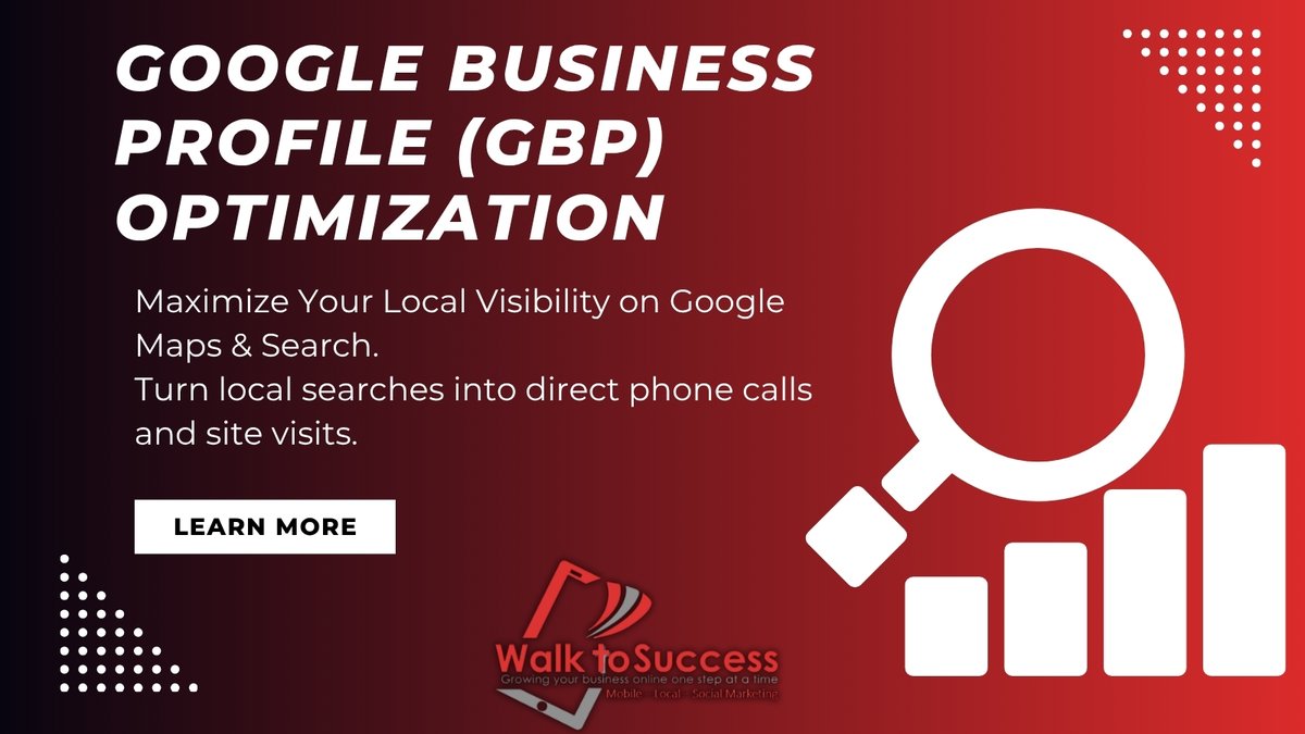 WalkToSuccess's tweet photo. If your profile lacks updated posts, targeted keywords, or optimized service listings, you are handing warm leads directly to your competitors! Walk to Success manages and optimizes GBP profiles to ensure your business stands out on Google Maps and garners higher engagement. https://t.co/U5QCO0LVZe
