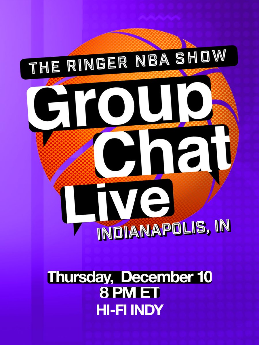 thehifiindy's tweet photo. ON SALE NOW 🏀 The Ringer NBA Show LIVE Group Chat at HI-FI on December 10th! This event is 18+. Get your tickets now INDY 🎫  https://t.co/tVYXqhRL3B https://t.co/gOYx81Tmsh