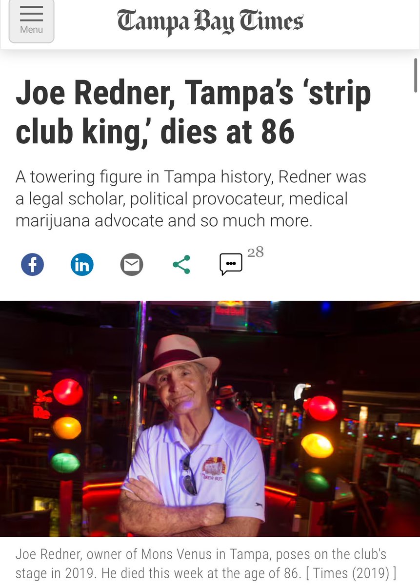 roywoodjr's tweet photo. Joe Redner, I was not familiar with your game. Buddy was running around Tampa. Pioneering the lap dance, supporting protesters, and snorting cocaine at Bucs games. Respect. no way the Rays are losing the World Series with this kind of aura behind them. https://t.co/IcChvzS6v6