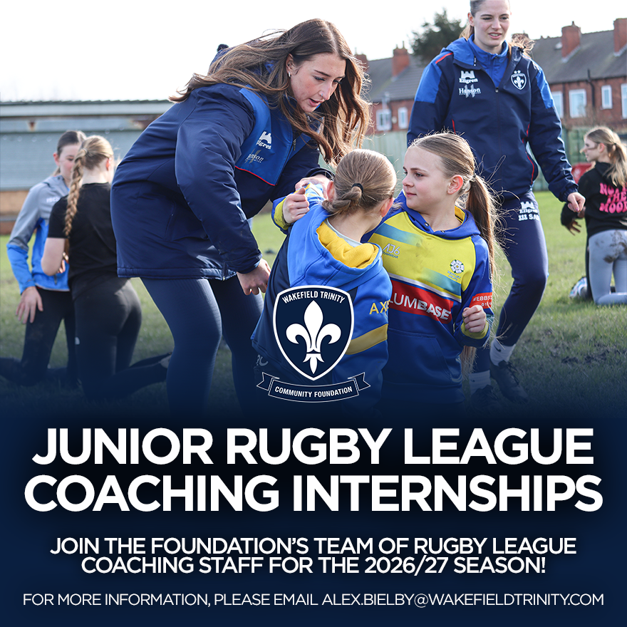 WTComFoundation's tweet photo. 🏉 The Foundation are offering Junior Rugby League Coaching Internships, ideal to students seeking to join our Rugby League department's delivery for the 2026/27 season!

⬇️ Full details on the Internships below!

🌐 https://t.co/ad0ZBuP1n6 

#UpTheTrin https://t.co/yt8yHBf8c3