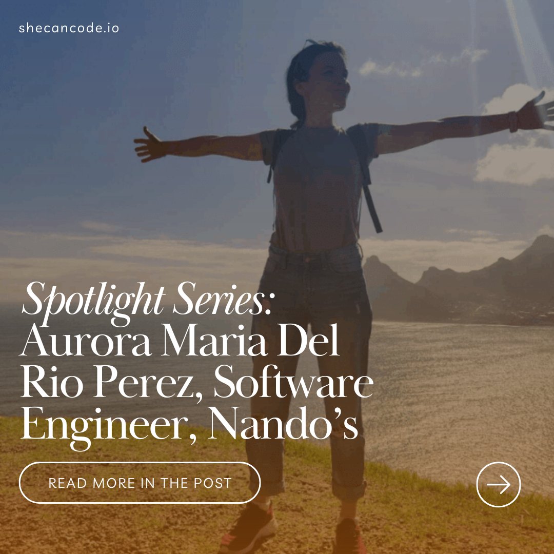 SheCanCodeHQ's tweet photo. Meet Aurora María Del Río Pérez, Software Engineer at @NandosUK 🔥

She shares her journey into tech and what it’s like coding for one of the UK’s most loved brands - where inclusivity &amp; collaboration help women in tech thrive. 

Read more 👉 https://t.co/xTnGsGkBOJ https://t.co/D93queZGoV