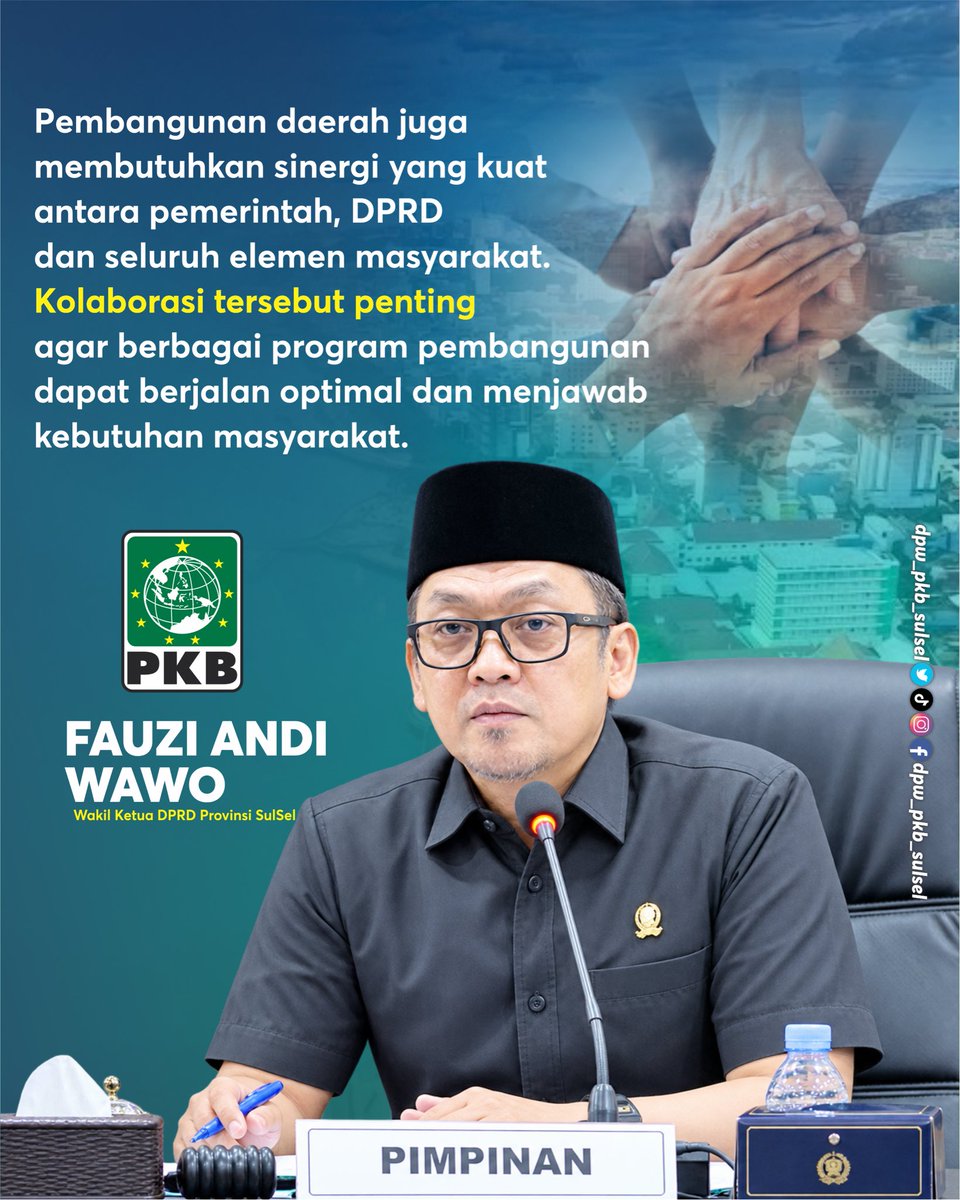 dpwpkbsulsel's tweet photo. Dalam momentum HUT ke-357 Provinsi Sulawesi Selatan, Wakil Ketua DPRD Sulsel, Fauzi Andi Wawo, @beuslemmers berharap Sulawesi Selatan terus tumbuh menjadi daerah yang maju, mandiri, sejahtera, dan berdaya saing. https://t.co/dtZkKHJj5F