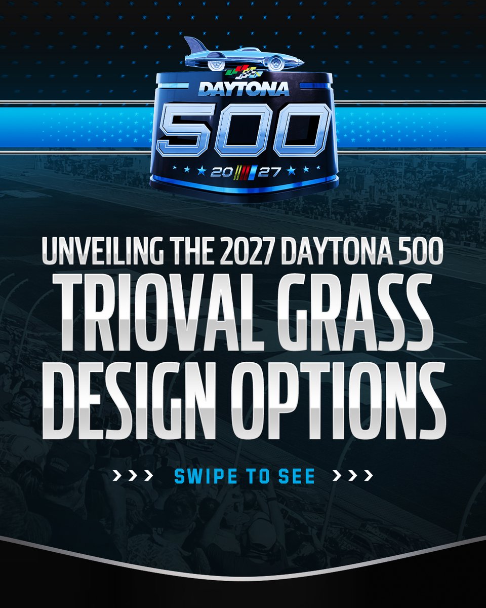 DAYTONA's tweet photo. You vote for it. We'll plant it. 🗳️

Introducing the 2027 DAYTONA 500 trioval grass design options!

Vote now: https://t.co/OGiYjogp59 https://t.co/t5Re15vlkg