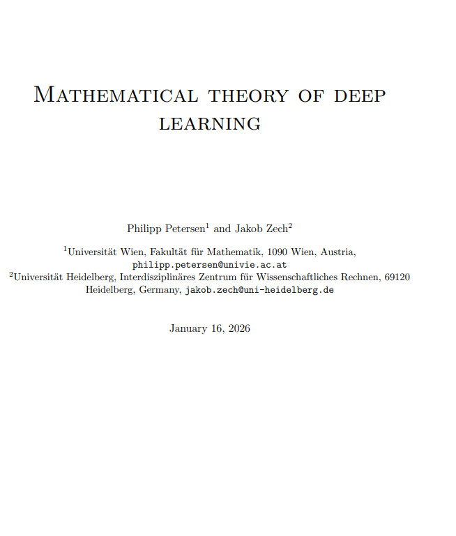 clcoding's tweet photo. Mathematics of Deep Learning — Free PDF (333 Pages)

Want to understand the mathematics behind deep learning?

Explore Mathematics of Deep Learning: An Introduction, a De Gruyter textbook that introduces the mathematical foundations behind modern deep learning techniques.

 What you can learn:

Mathematical foundations of deep learning

Linear algebra and matrix operations

Calculus and optimization concepts

Neural networks and their mathematical principles

The theory behind modern AI models

Perfect for students, researchers, data scientists, and machine learning enthusiasts who want to strengthen their mathematical understanding of AI.

 333 pages of learning

 Read more and access the resource:
https://t.co/NZVIGEKgZT
