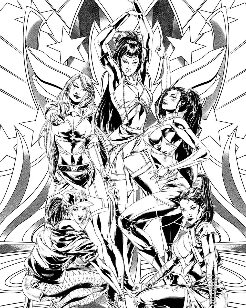 TheRippaverse's tweet photo. Our guy @Cap_White did this great pinup of MP:Ratio ... the K-Pop band we learned about in RippaZine #5 ... any colorists out there give this a shot?

The high-resolution image is available for immediate download when you purchase books from the Rippaverse Digital collection. 29 Rippaverse books ready for you RIGHT NOW, right here: https://t.co/tueFxkKtBf