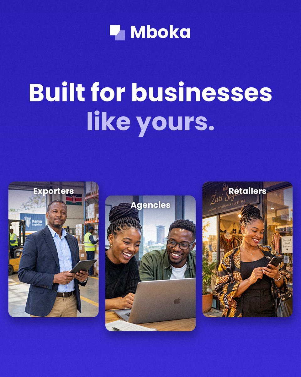 element_pay's tweet photo. Your customer is in Lagos.
Your supplier is in Shenzhen.
Your ad spend is in dollars.
Your rent is in shillings.

Your bank: “Please visit a branch.”
Mboka: here’s a local account for each of them.

KES, NGN, USD, GBP and 14 more currencies, in your business name. A USD card for Meta and AWS. M-Pesa and bank collections. Payroll for 250 people from one file. Stablecoins when you need them.

Built for businesses like yours.