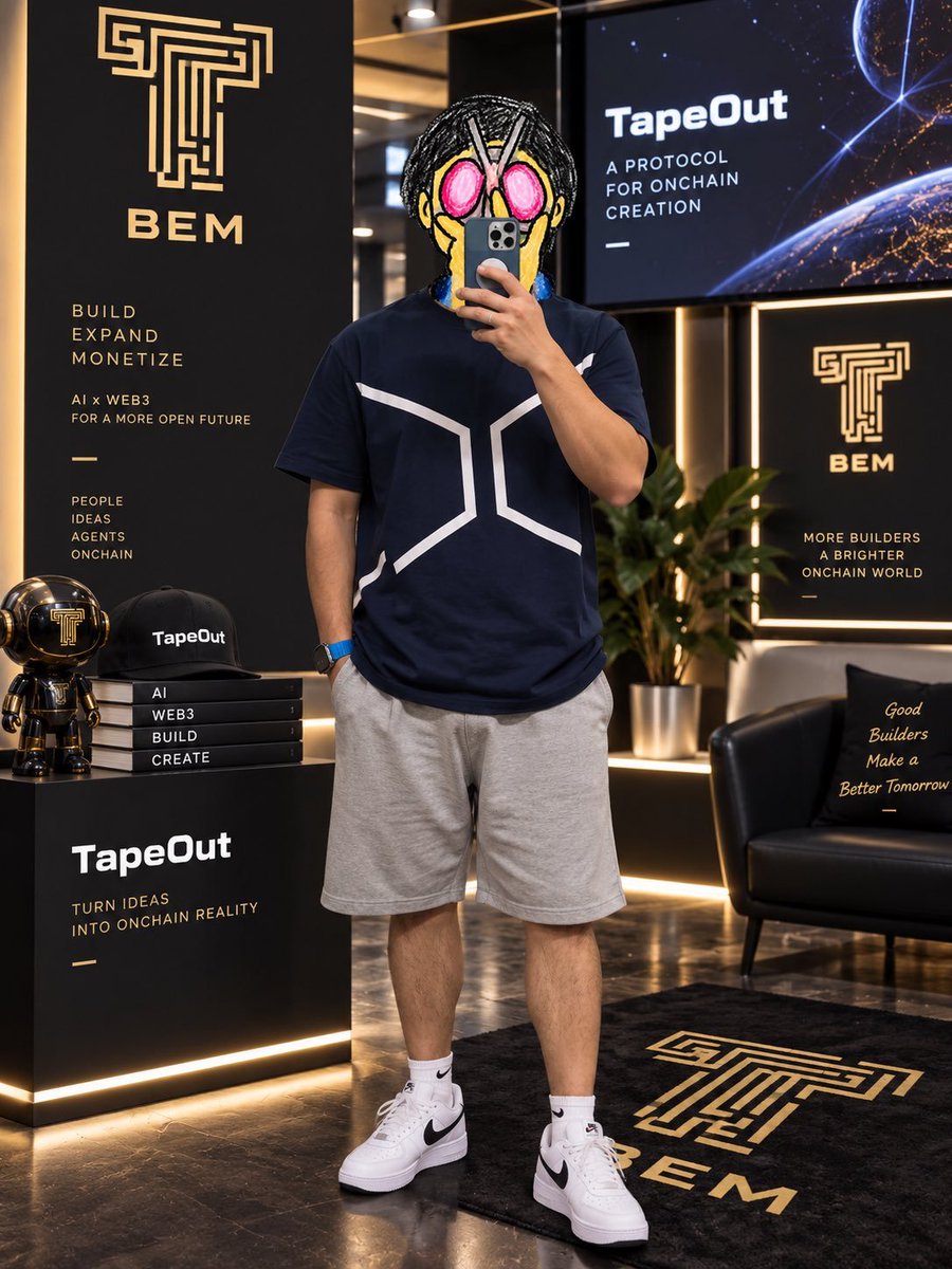 TapeOutWorld's tweet photo. TapeOut x TapeXO福利：抽10人送TapeOut衣服周边
奖品：TapeOut衣服周边
第一波：10 名中奖者
开奖：10/21 20:00 (Asia/Dubai)
关注 @TapeOutWorld @xiaozhanyangx @Blonskr 

点击链接参与，链上可验证开奖
https://t.co/R4uLvRdALh

福利一共分三批
活动时间：10/20-10/23

活动结束后衣服统一发出（快递原因，仅支持国内/迪拜地区的粉丝，和其余地区的朋友说个抱歉）

文案由TapeXO自动生成，官方体验很丝滑

感谢@0xkEvinC的图片素材