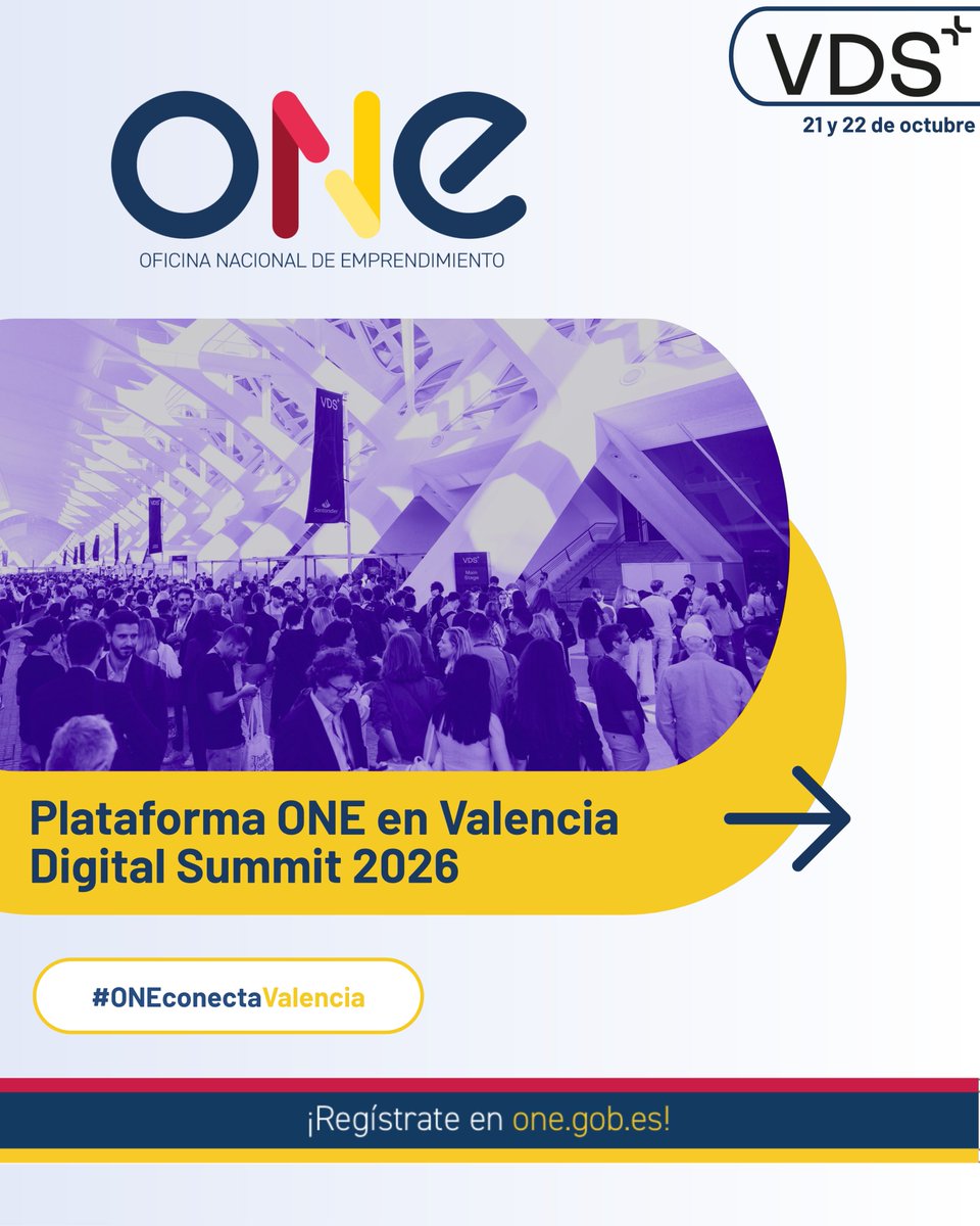 redpuntoes's tweet photo. 🚀 Nuestra #PlataformaONE se mueve allí donde está el ecosistema emprendedor.
Próxima cita: #VDS2026, en Valencia.
🤝 Dos días para encontrarnos, conectar y descubrir nuevas oportunidades.
🔗Toda la información e inscripciones aquí: https://t.co/GxPaGAj0I1
#NextGenerationEU https://t.co/vwoNfrPYEn