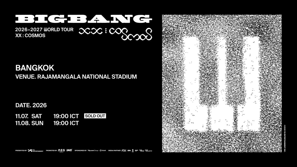 TodayInFocusTH's tweet photo. นับถอยหลังไม่ถึงเดือน! ราชมังฯ เดือด!! 7-8 พ.ย. นี้
BIGBANG พา V.I.P ทะยานสู่จักรวาล COSMOS คอนเสิร์ตฉลอง 20 ปี
📌https://t.co/Q7H3OKGqAZ

#BIGBANG #COSMOS_WORLD_TOUR #COSMOS_WORLD_TOUR_IN_BANGKOK
#BIGBANG_IS_BACK #20thAnniversary
#YG #AEGPresentsAsia #iMeThailand https://t.co/BjW6lItx5B