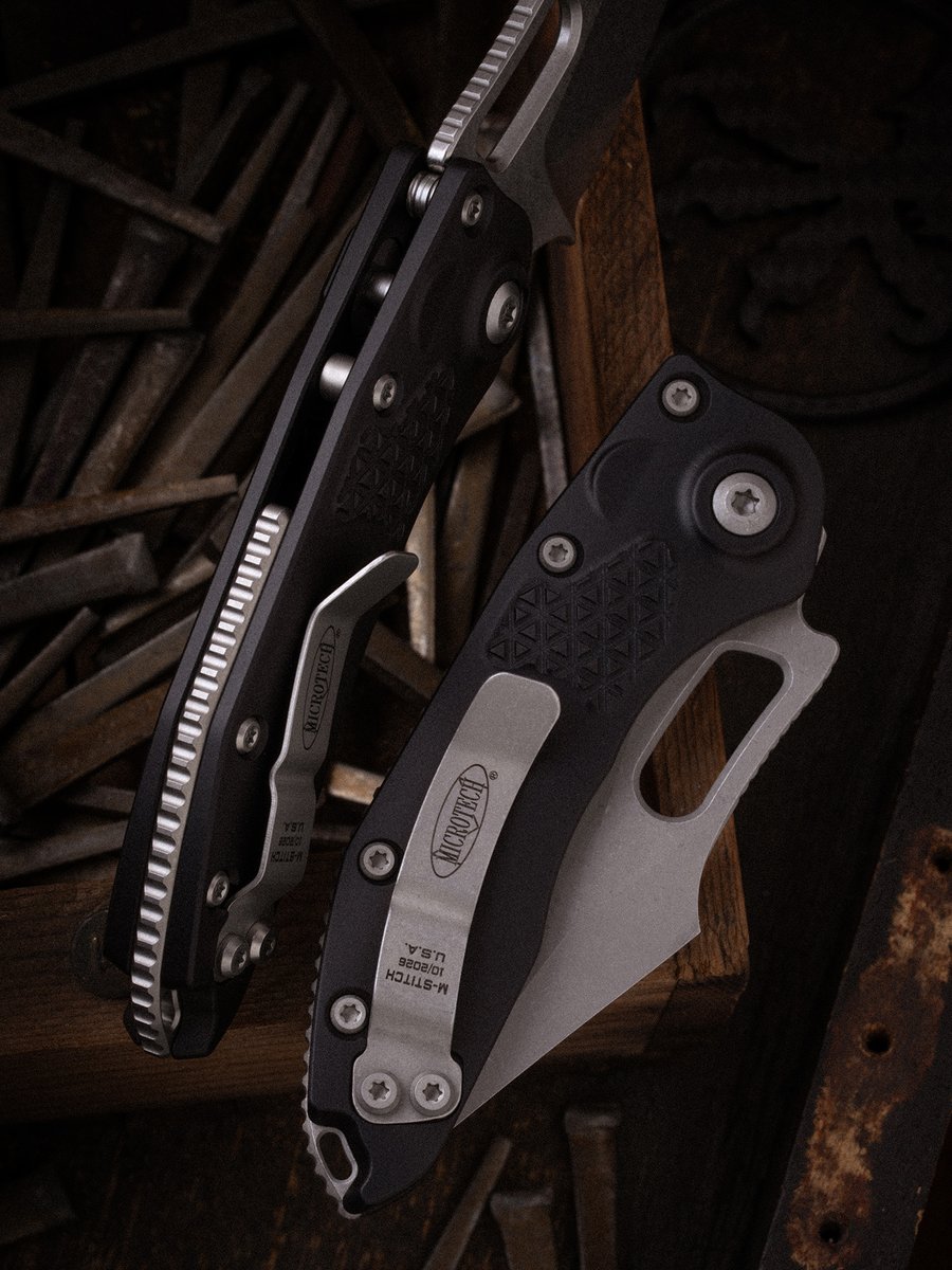 microtechknives's tweet photo. The M-Stitch® Auto featuring an Apocalyptic standard edge blade paired with a Black textured handle.

It's been a long time coming, but the M-Stitch® Auto has finally landed on our website. This extremely popular design made in collaboration with @BorkaBlades is not one to miss. https://t.co/4uHRcTlp40