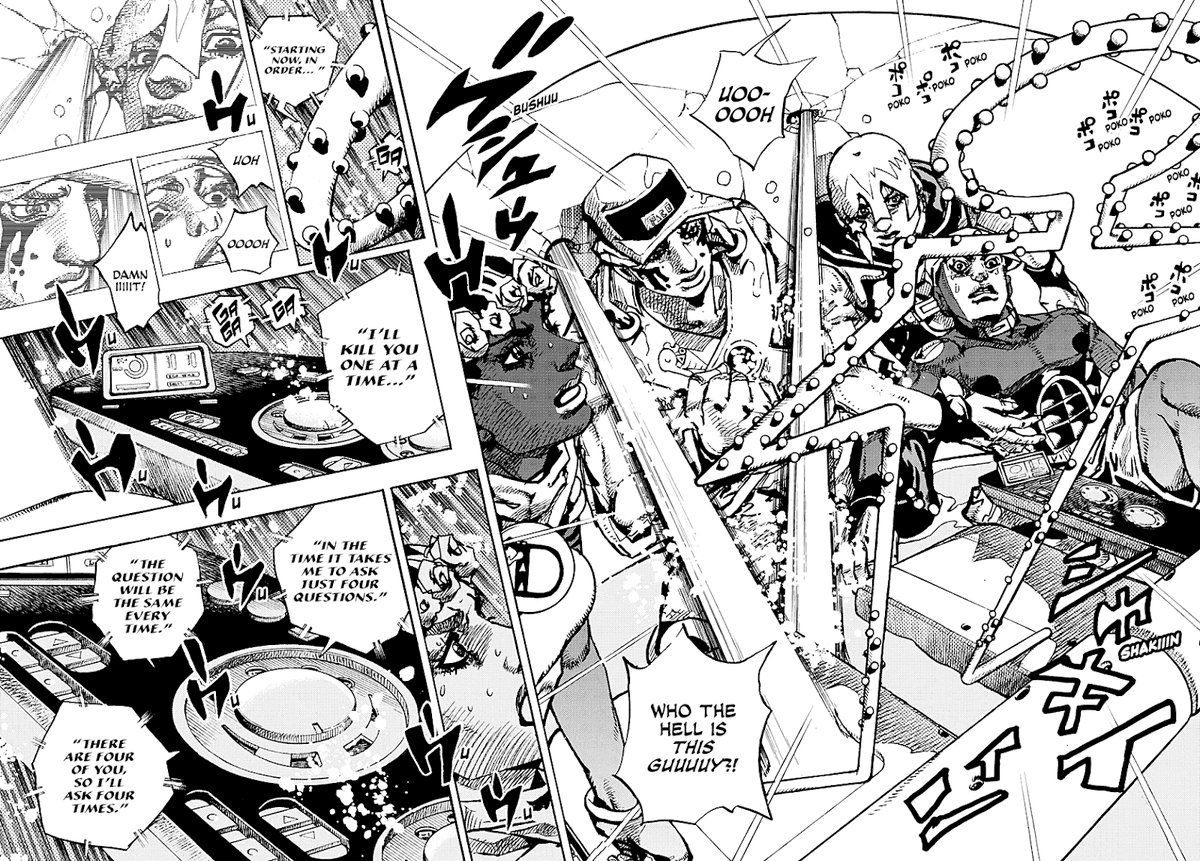 RevolverKnight's tweet photo. Impresionante lo que ha llegado a hacer Araki con un monigote como "John Rod". Impone y es tan simple, que me encanta. Muy buen capitulo. 

Y por cierto, comic/manga/capitulo numero 2000! Me llegan a decir el año pasado que llegaba a esta cifra y no me lo creo para nada. https://t.co/4Q7oYitblX