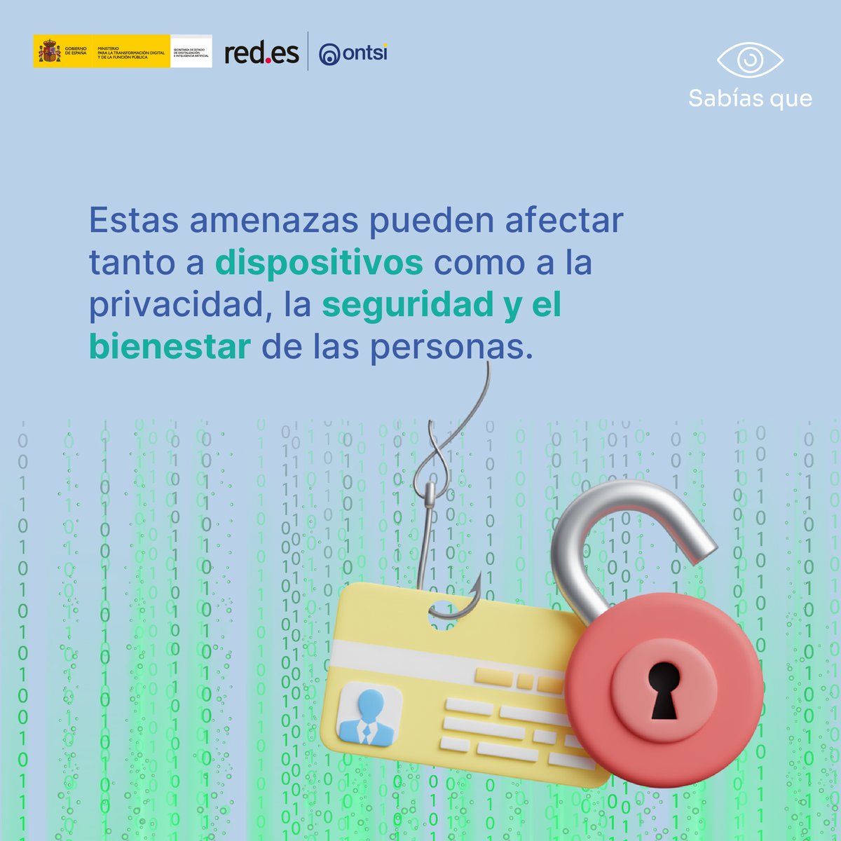 Ontsi's tweet photo. 💻 Internet ofrece grandes oportunidades, pero también riesgos

☠️Malware, robo de datos, suplantación de identidad, ciberacoso, desinformación y sextorsión pueden afectar a nuestra privacidad, seguridad y bienestar

🔎 Identificarlos es el primer paso para prevenirlos https://t.co/8Kw8SRrXsU