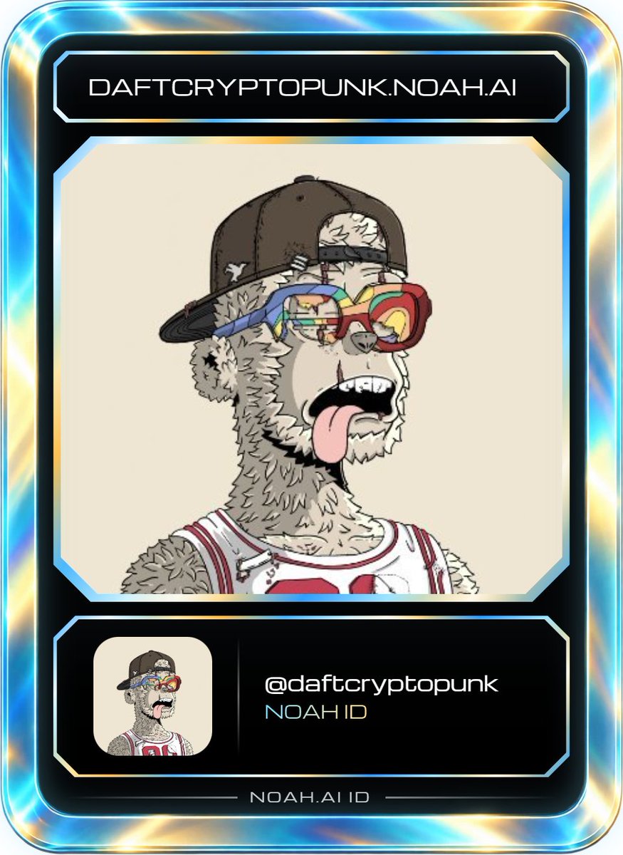 daftcryptopunk's tweet photo. Just claimed my Noah ID

https://t.co/nHLNA8Mdgb

Claim yours with @TryNoahAI

https://t.co/qKMd4Umybt https://t.co/ccS38aelej