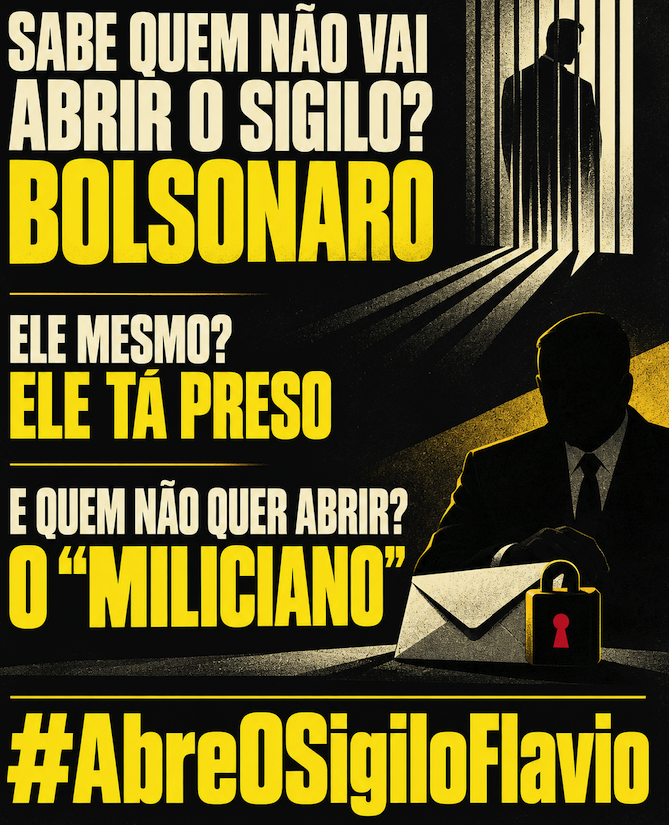 rodolfoprado's tweet photo. SABE QUEM NÃO VAI ABRIR O SIGILO? BOLSONARO

ELE MESMO? ELE TÁ PRESO 

E QUEM NÃO QUER ABRIR? O MILICIANO 

#AbreOSigiloFlavio https://t.co/uMKTxkCjGG