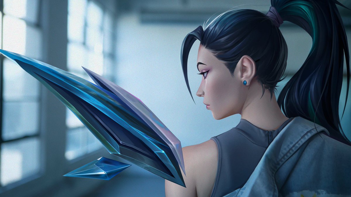 aurawra21's tweet photo. listen, i love Kai'Sa no matter what, but with that being said, something about All Out Kai'Sa's design altered my brain like, she just looked so good with the black hair and pony tail with the little hair swoop like UGH she altered lives with this https://t.co/LoutdrPUCh