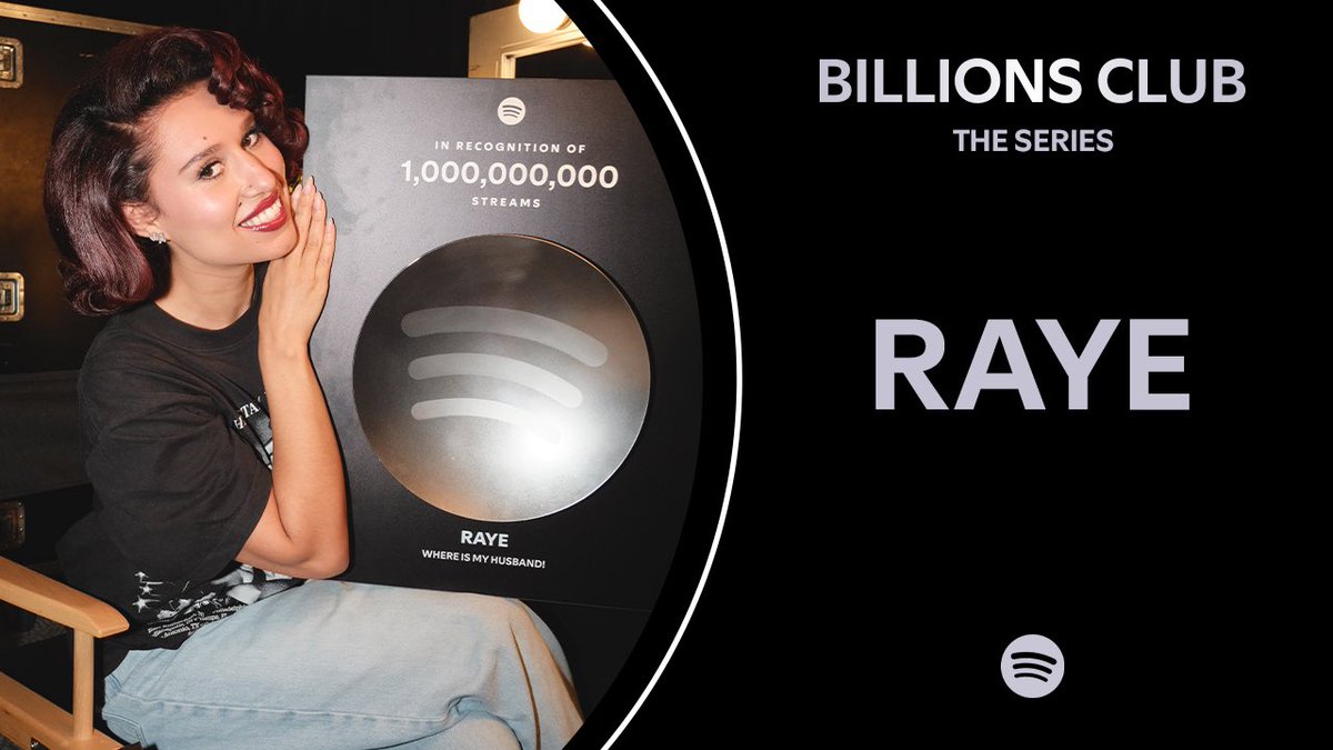 Spotify's tweet photo. Reaching one billion streams calls for a special glam session 💿 @RAYE’s episode of Billions Club is out now. Watch on Spotify. https://t.co/bX6e0gBBsC