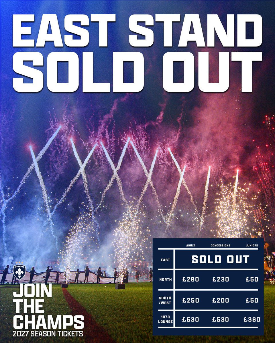 WTrinityRL's tweet photo. ❤️ 𝗘𝗔𝗦𝗧 𝗦𝗧𝗔𝗡𝗗 𝗦𝗢𝗟𝗗 𝗢𝗨𝗧!

👏🏻 Amazing work! Still plenty of other places to Join The Champs and watch all the action at the DIY Kitchens Stadium!

Join us in 2027 👉🏻 https://t.co/CXea3Pu6ZA

#UpTheTrin https://t.co/vfKSHAwFBU