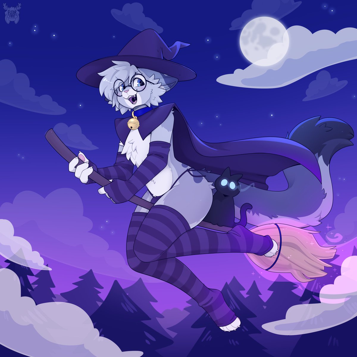 NixuKitty's tweet photo. 🧹 Off to cause a little mischief in the moonlight~! Anyone else want to come along for the ride? 😈  

🎨 Cute witchy kitty by @Fleurfurr! https://t.co/PzkU7XVUKL