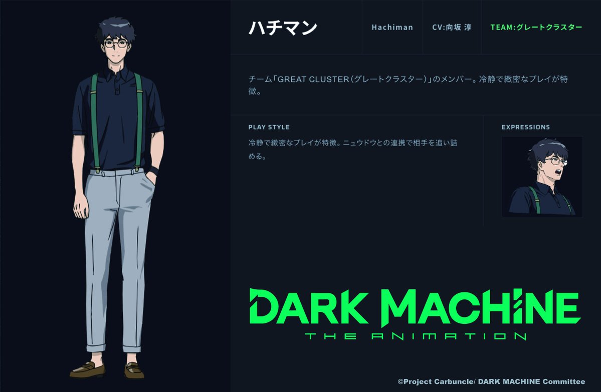 dark__machine's tweet photo. ◤￣￣￣￣￣￣￣￣￣￣￣￣￣￣￣￣￣

『DARK MACHINE THE ANIMATION』
　第２話　キャラクター紹介✨

＿＿＿＿＿＿＿＿＿＿＿＿＿＿＿＿＿◢

ハチマン（CV: #向坂淳）

#DARKMACHINE_anime
#ダークマシン https://t.co/QeGyYZMPTo