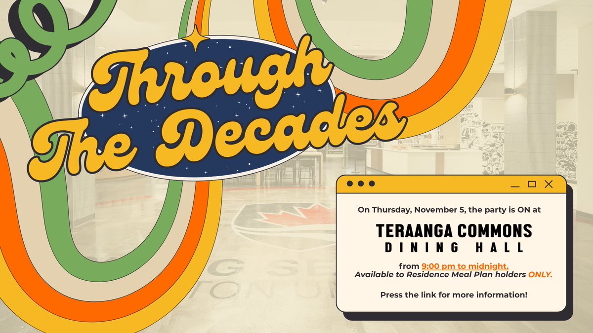 CarletonDining's tweet photo. We’re celebrating all of the best parts of the past with a special late night event happening November 5th at the Dining Hall! Join us for a fun-filled night of music and dancing, carnival games &amp; special foods from Through the Decades!

🔗https://t.co/Dz0CzeOlcT https://t.co/4BUDotNqrG